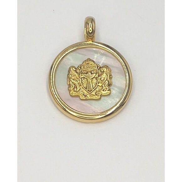TBN Trinity Broadcasting Network Gold & Mother of Pearl Logo Pendant - Picture 1 of 6